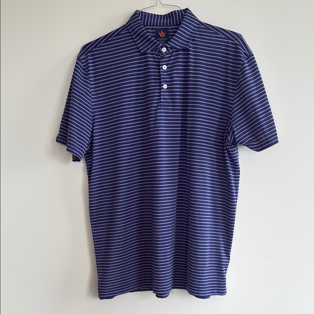 Donald Ross Sport Striped Polo Shirt – XL – Blue Performance Golf Shirt